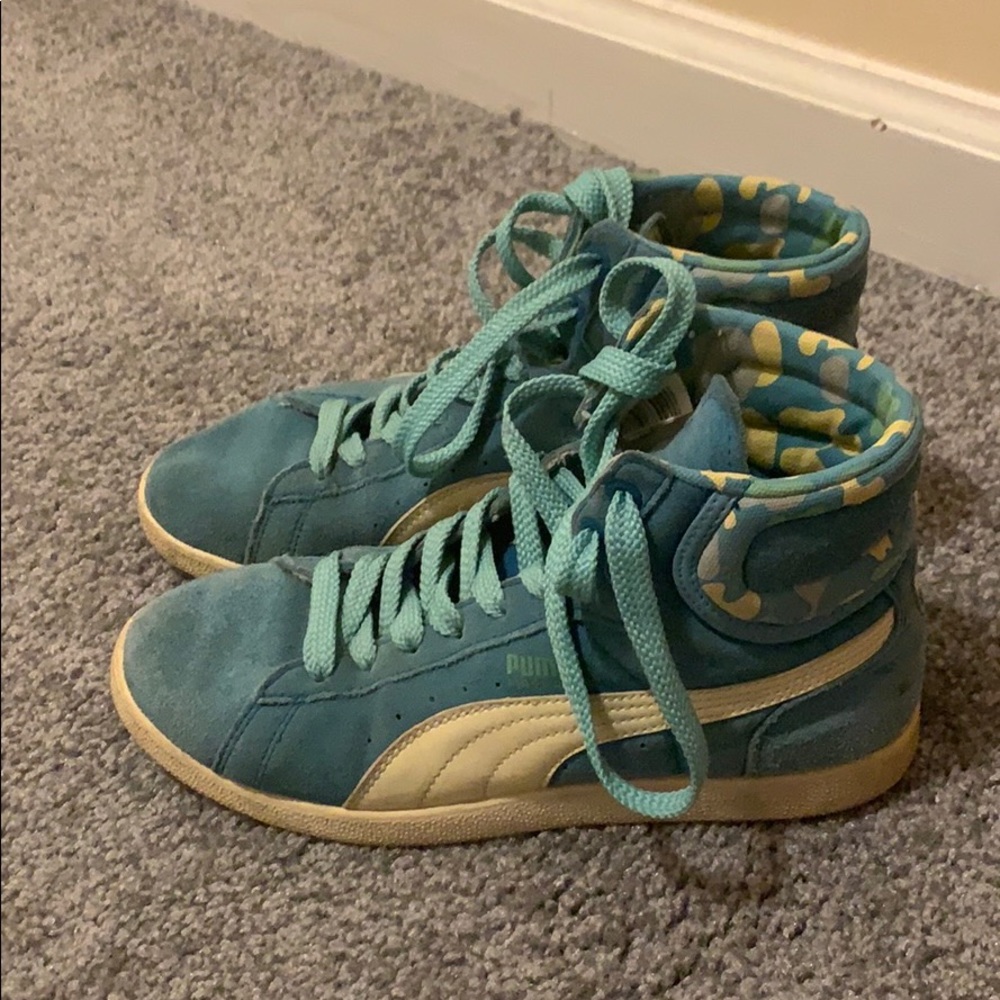 Puma high top sneakers in suede